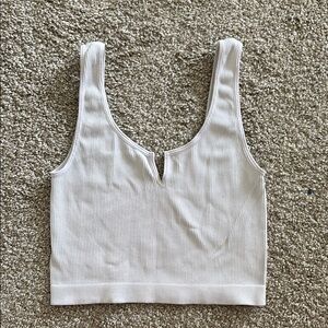 White Ribbed Crop Top